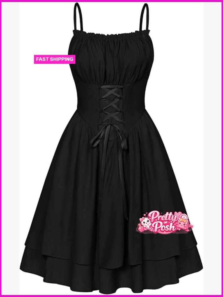 Chiffon Corset Mini Dress With Adjustable Straps And Lace-Up Waist